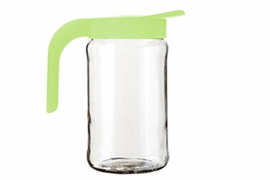 Dzbanek szklany 'Beczka mała', jasno zielony matowy